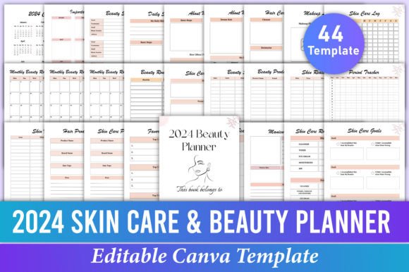 Download 2024 Skin Care &amp; Beauty Planner Canva - Planner Collection